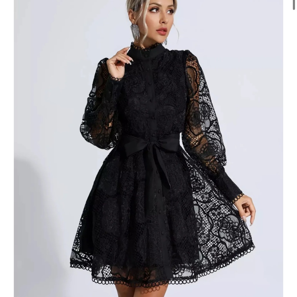 Catchall Lorelei Black Lace Jacquard mini dress